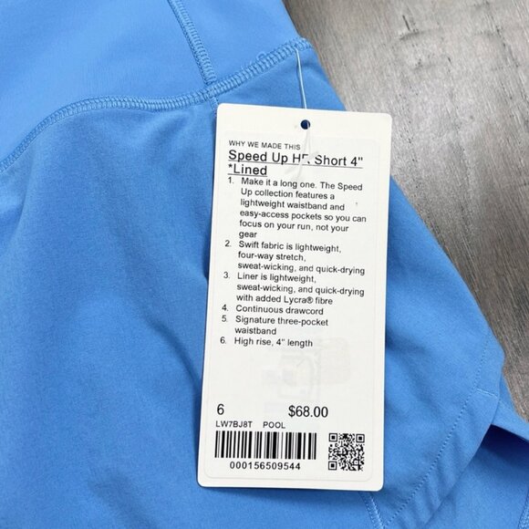 Lululemon NWT Speed Up High-Rise Lined Short 4" Pool Party - Picture 5 of 7